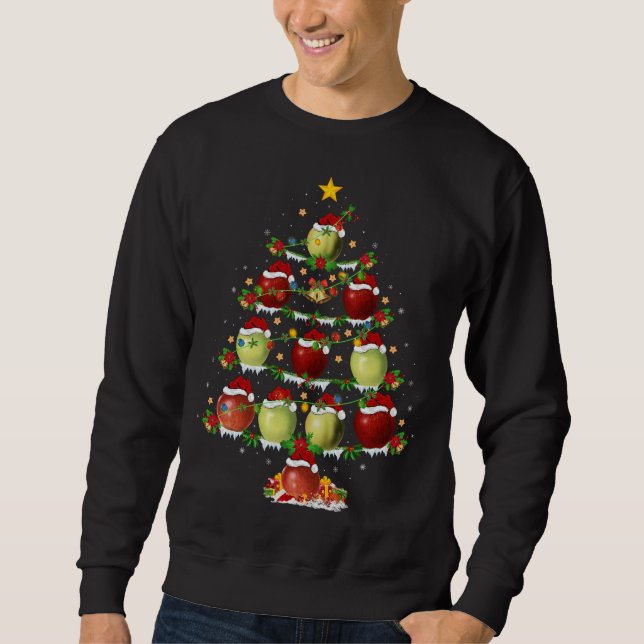 Moletom Tr de Natal da Apple Fruta Lover Xmas Lighting App (Frente)