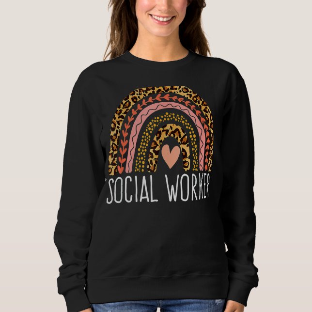 Moletom Trabalhador Social Leopardo Arco-Íris Mulheres Gi (Frente)