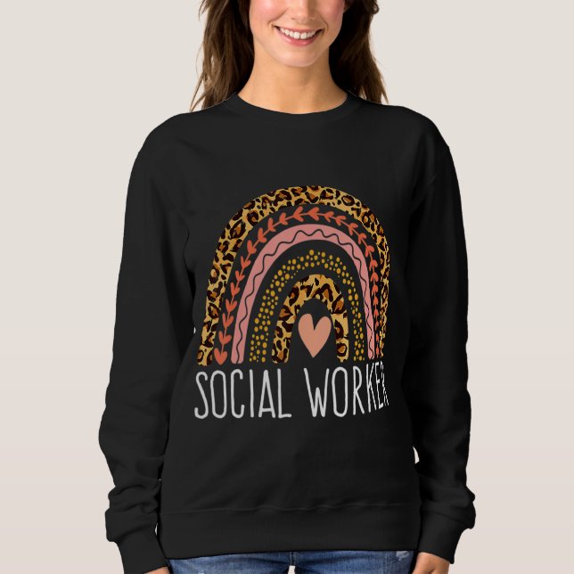 Moletom Trabalhador Social Leopardo Arco-Íris Mulheres Gi (Frente)