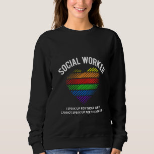 Moletom Trabalhadora Social Rainbow Heart Inspirational Q