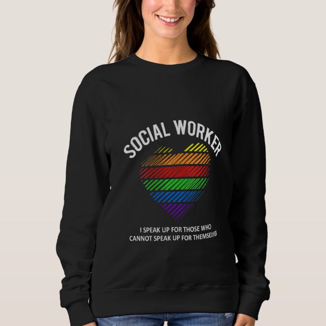 Moletom Trabalhadora Social Rainbow Heart Inspirational Q (Frente)