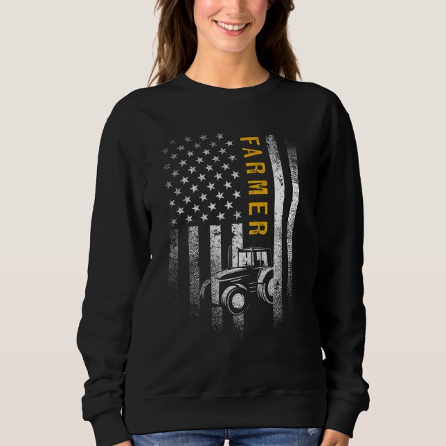 Moletom Trator americano Flag Funny Farmer Rancher Gif (Frente)