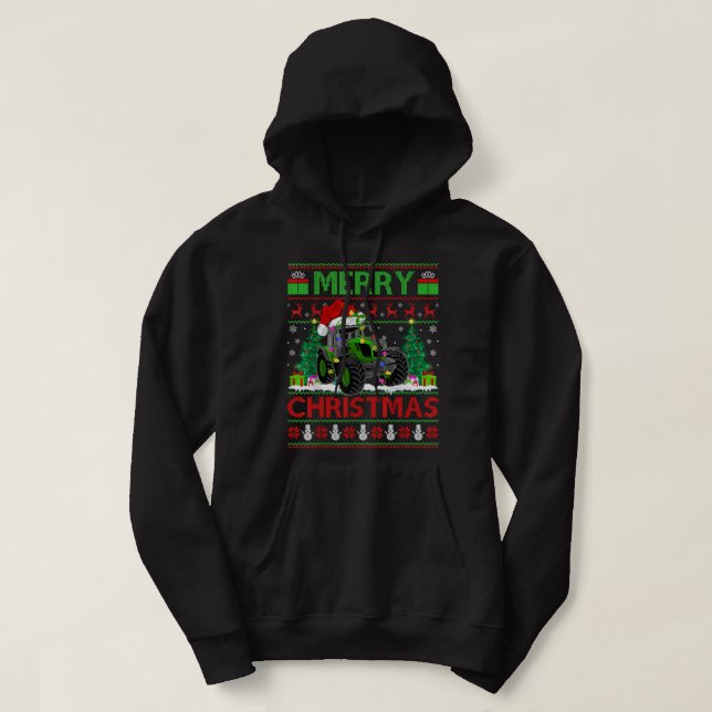 Moletom Trator Lover Xmas Tree Ugly Papais noeis Trator Ch (Frente do Design)