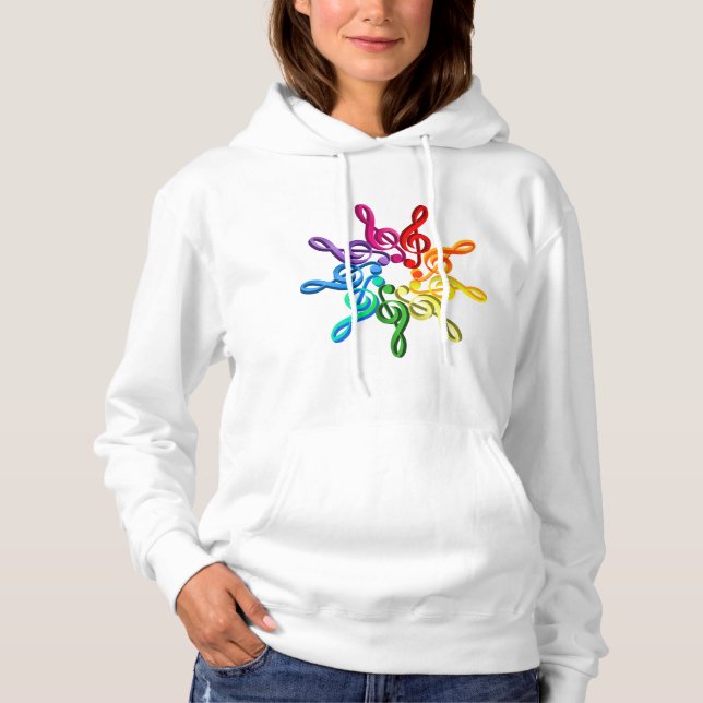 Moletom Trebel Clefs Em Um Padrão Mulheres Hoodie (Frente)