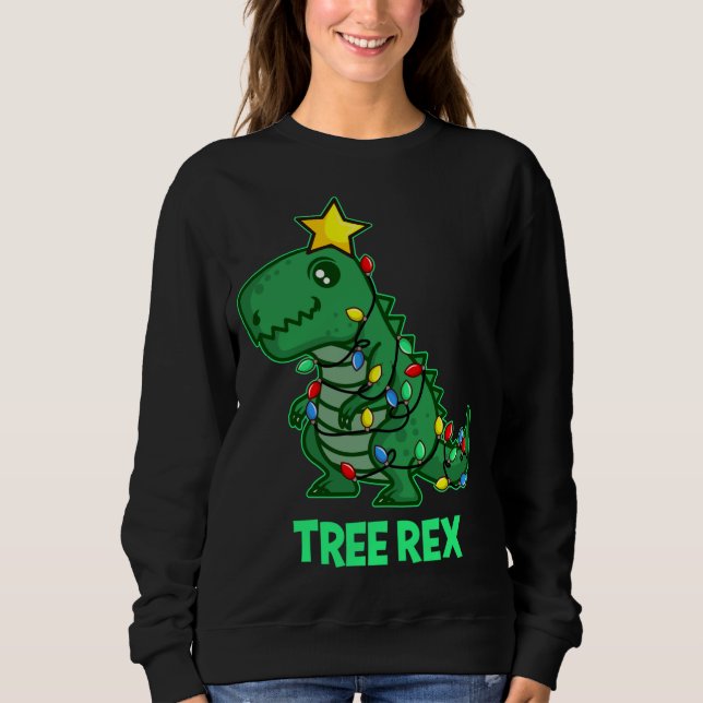 Moletom Tree Rex Funny Cute Retro Christmas Dino (Frente)