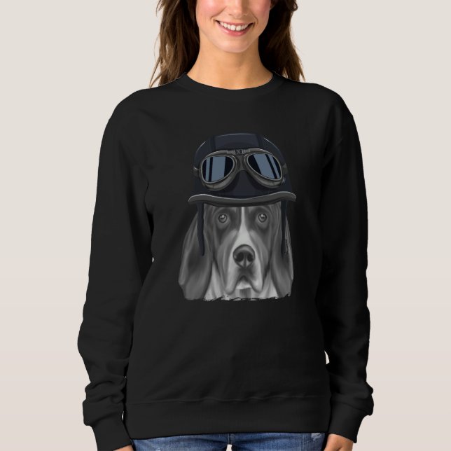 Moletom Treeing Walker Coonhound Wearing Vintage Motorcycl (Frente)