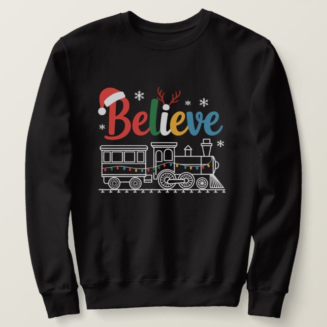 Moletom Trem de Natal "Acredite" Feriado (Frente do Design)