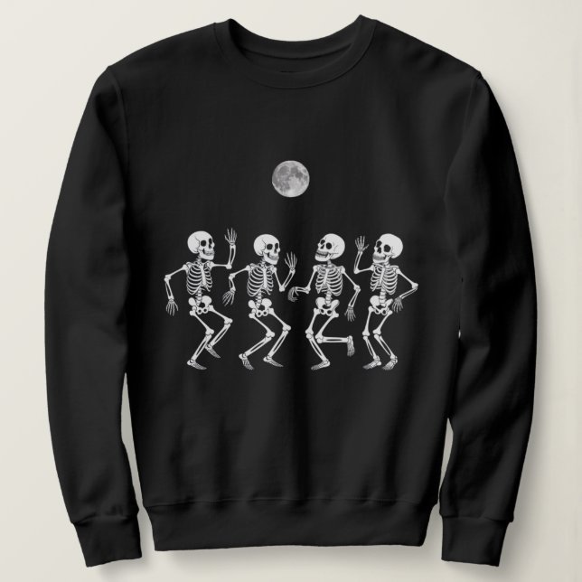 Moletom Trendage vintage Funny Dancing Skeleton halloween (Frente do Design)