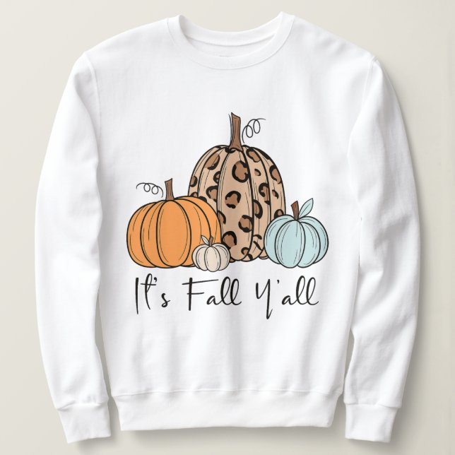 Moletom Trendy Fall Pumpkin | "É Queda Y'all" Cotação (Frente do Design)