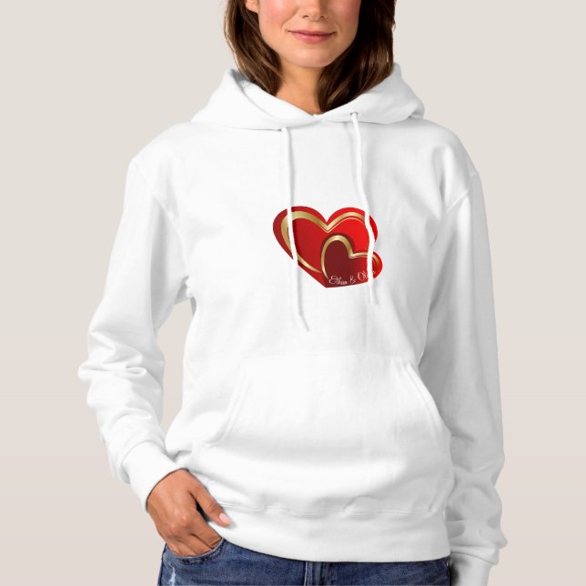 Moletom Trendy Love Red Heart Personalised Namorada Gift (Frente)
