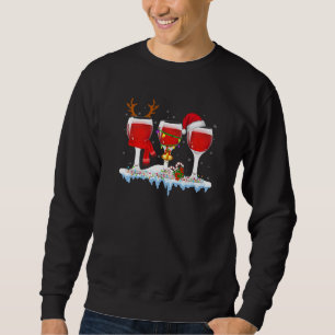 Moletom Três Copos De Vinho Tinto Bebedor De Natal
