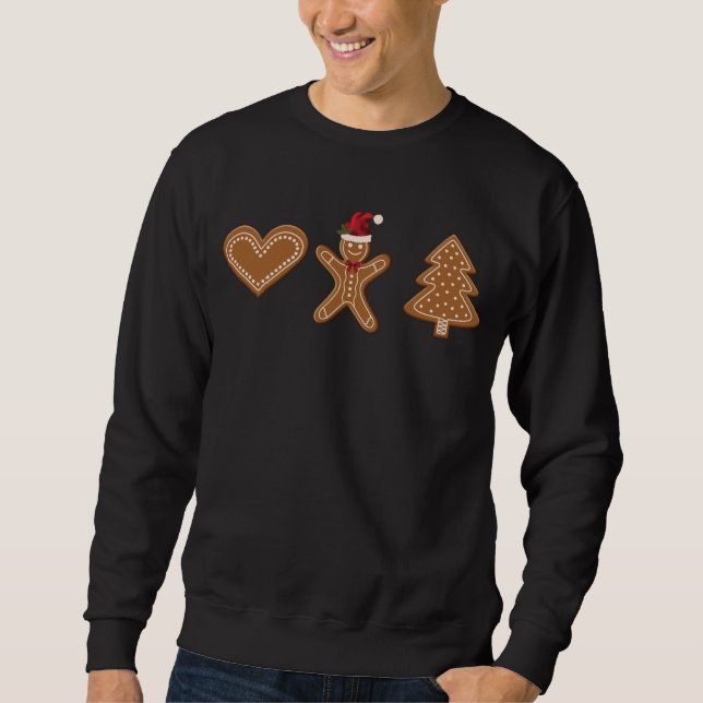 Moletom Três Formas de Biscoito de Natal de Gengibre (Frente)