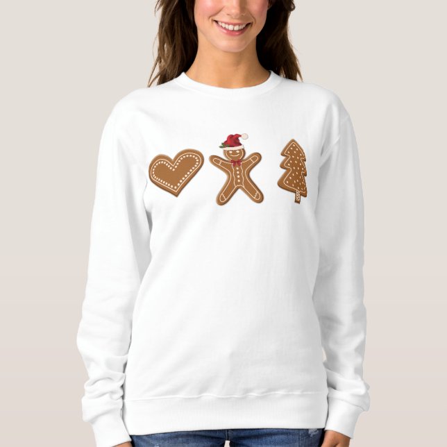 Moletom Três Formas de Biscoito de Natal de Gengibre (Frente)