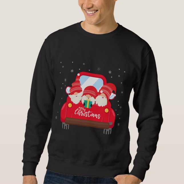 Moletom Três Gnomos em Caminhão Vermelho com Feliz Natal (Frente)