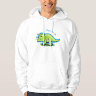 Moletom Triceratops dinossauro desenho animado verde feliz