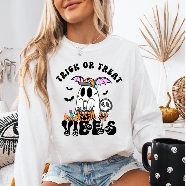 Moletom Trick ou Tratar Vibes Retrospectivos Fantasmas e D (Criador carregado)