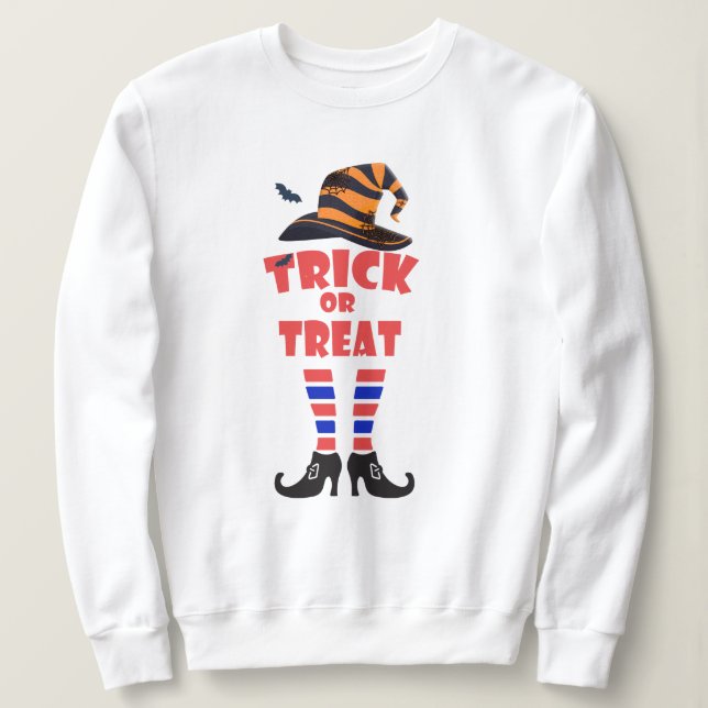 Moletom Trick ou Treat Halloween, Orange Text Witte Letter (Frente do Design)