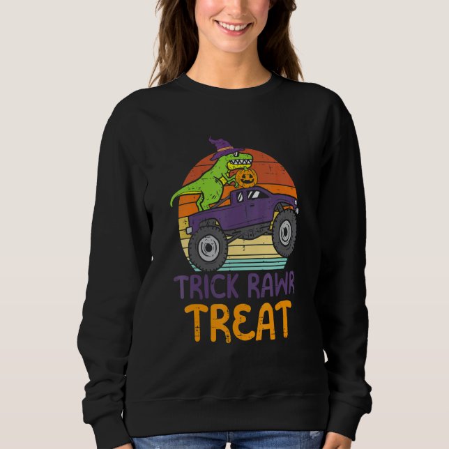 Moletom Trick Rawr Treat Dinossauro Caminhão Monstro Hallo (Frente)