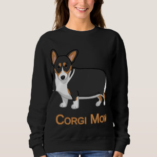 Moletom Tricolor preto bonito Pembroke Corgi Mãe Cachorro