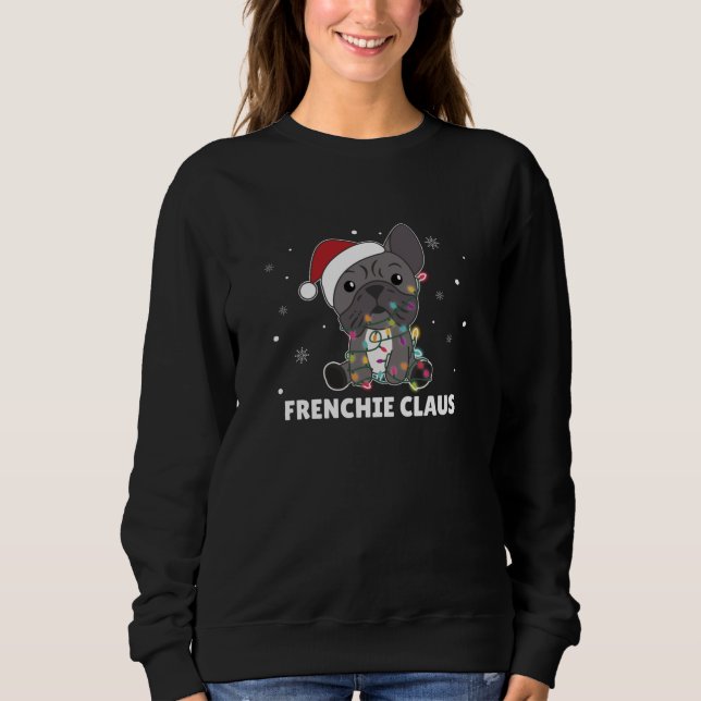 Moletom Trocadilho de Natal francês FRENCHIE CLAUS (Frente)