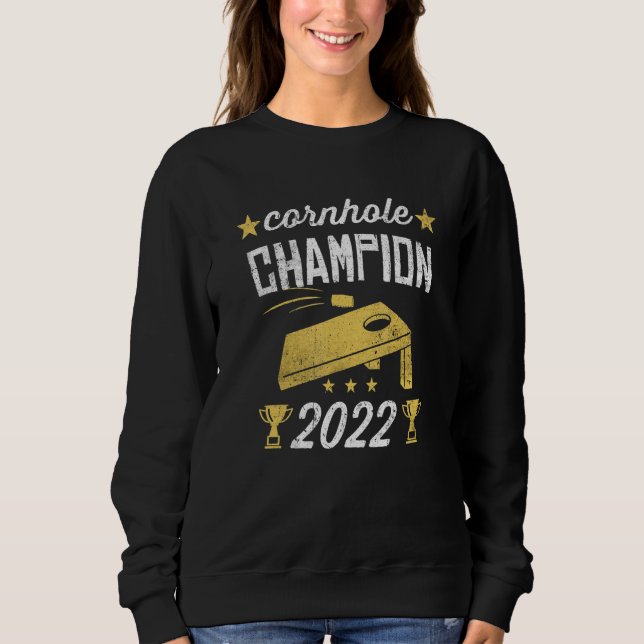 Moletom Troféu Cornhole Champion 2022 Corn Hole Tossing Ga (Frente)
