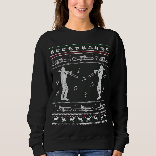 Moletom Trombone Christmas Engraçado Banda Feia Sweater (Frente)