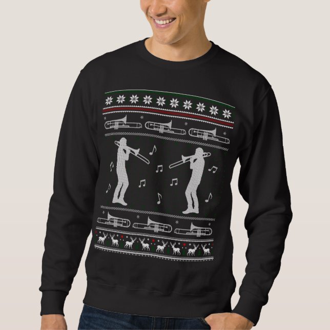 Moletom Trombone Christmas Engraçado Banda Feia Sweater (Frente)