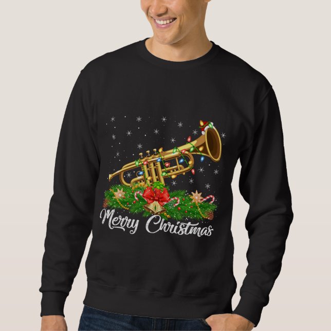 Moletom Trompete Music Lover Matando Santa Hat Trumpet Chr (Frente)