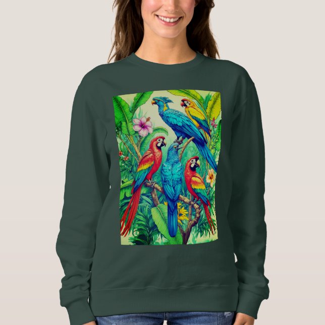Moletom Tropical Birds Botanical Illustration (Frente)