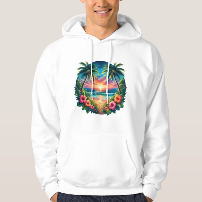 Moletom Tropical Sunset Paradise – Vibrant Beach Art Hoodi (Frente)