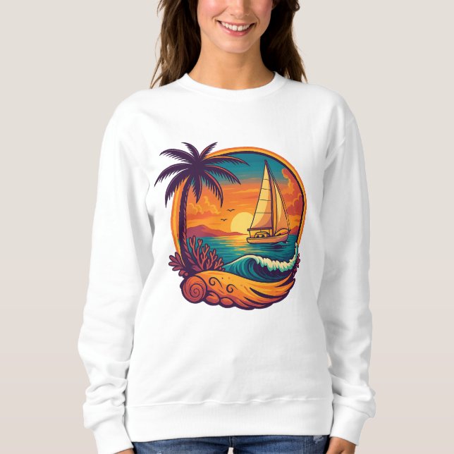 Moletom Tropical Sunset Sailing Adventure Women's Sweatshi (Frente)