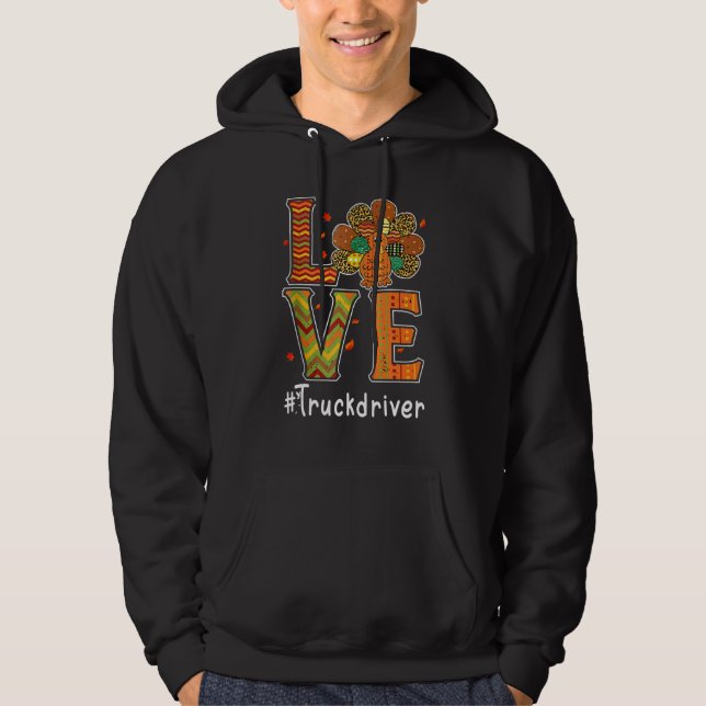 Moletom Truck Driver Love Thanksgiving Leopard Turkey Autu (Frente)