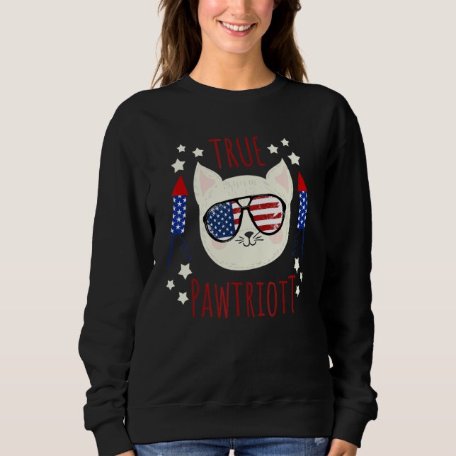 Moletom True Pawtriot American Flag July 4th Fireworks Pat (Frente)