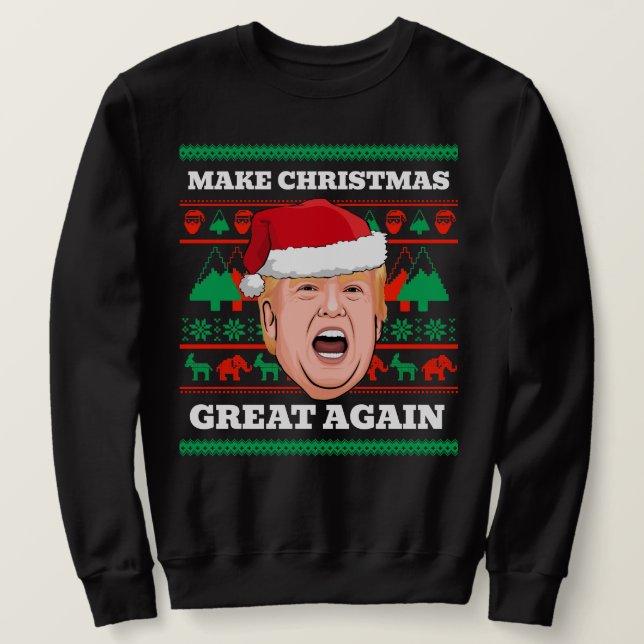 Moletom Trump Christmas Sweater Torne Excelente De Natal N (Frente do Design)