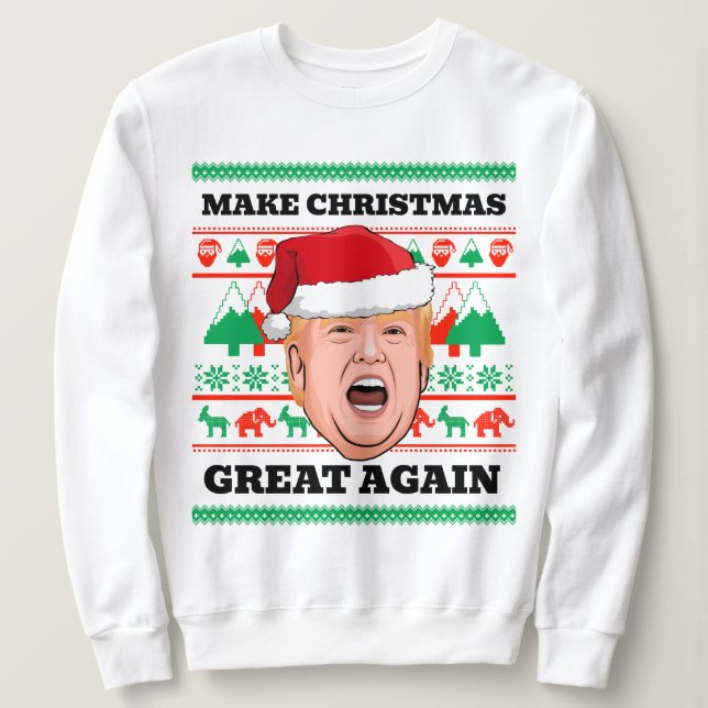 Moletom Trump Christmas Sweater Torne Excelente De Natal N (Frente do Design)