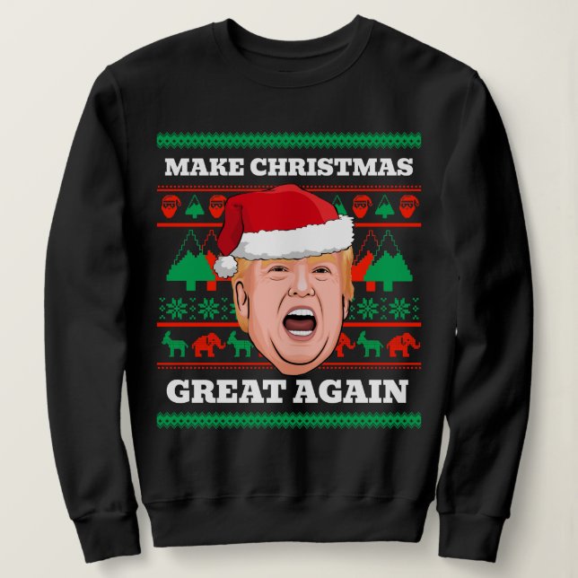 Moletom Trump Christmas Sweater Torne Excelente De Natal N (Frente do Design)