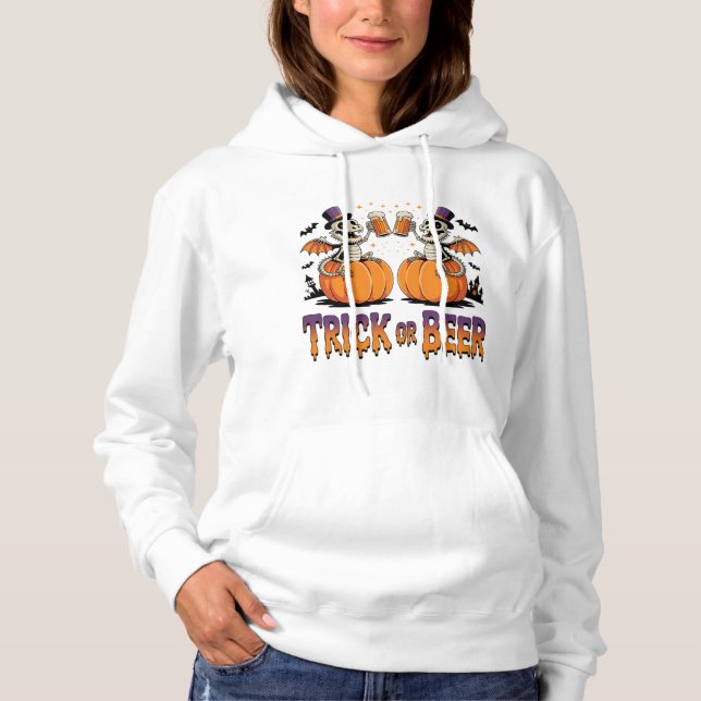 Moletom Truque ou Beer Skeleton Dragons em Pumpkins (Frente)
