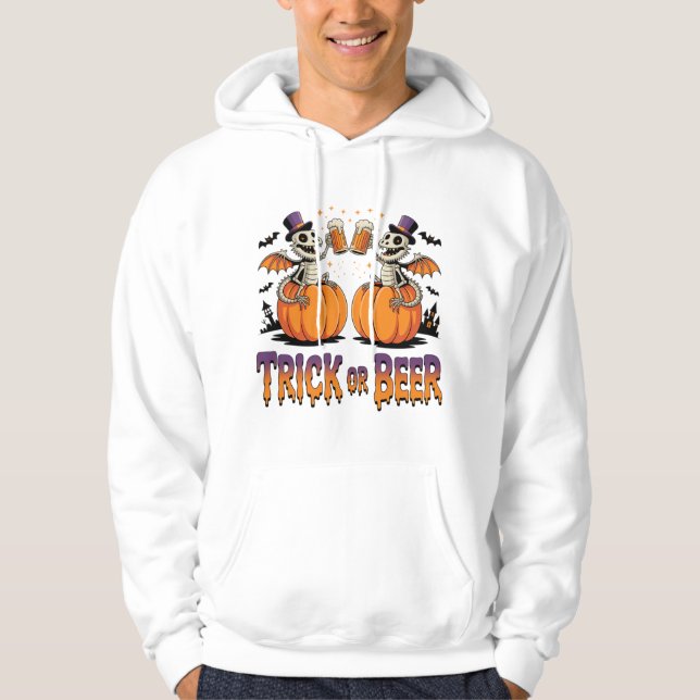 Moletom Truque ou Beer Skeleton Dragons em Pumpkins (Frente)