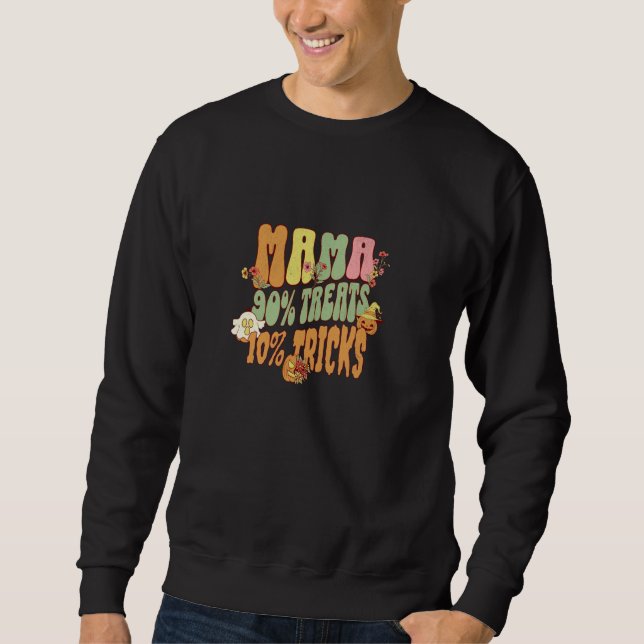 Moletom Truque ou tratamento da mãe retrô, onda floral do  (Frente)