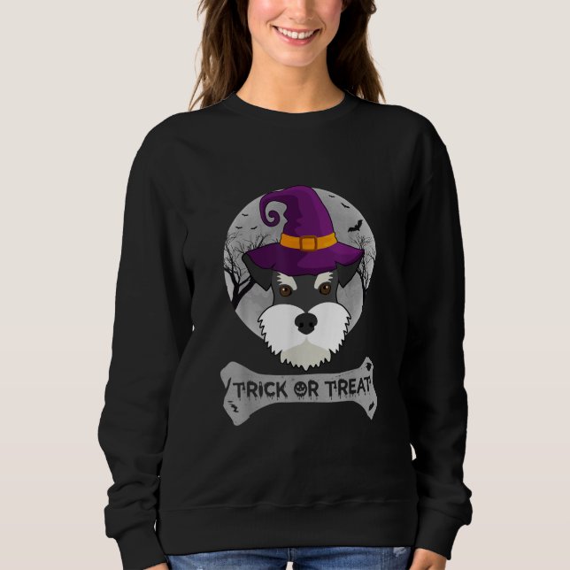 Moletom Truque Schnauzer Ou Trate Cachorro Engraçado Hallo (Frente)