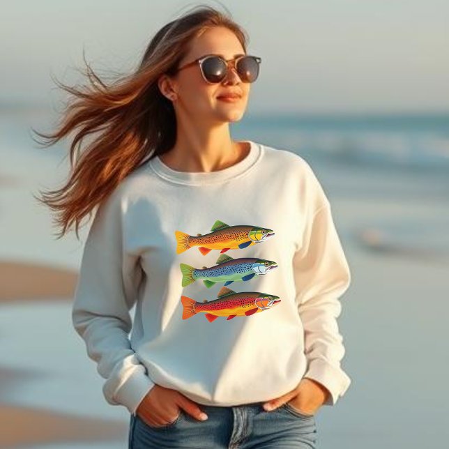 Moletom Truta Arco-Íris Colorida (Colorful Fish Rainbow Trout Fisherman Fashion Summer)