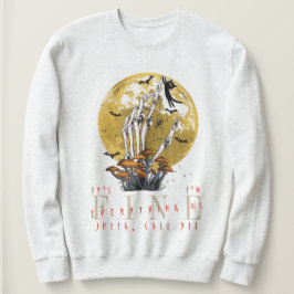 Moletom Tudo É Bom Halloween Skeleton Black Cat