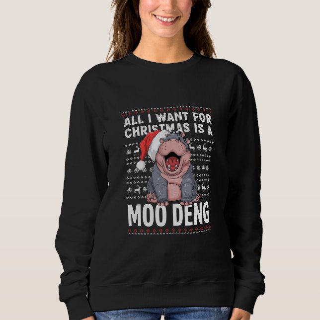 Moletom Tudo o que quero no Natal é um Moo Deng (Frente)