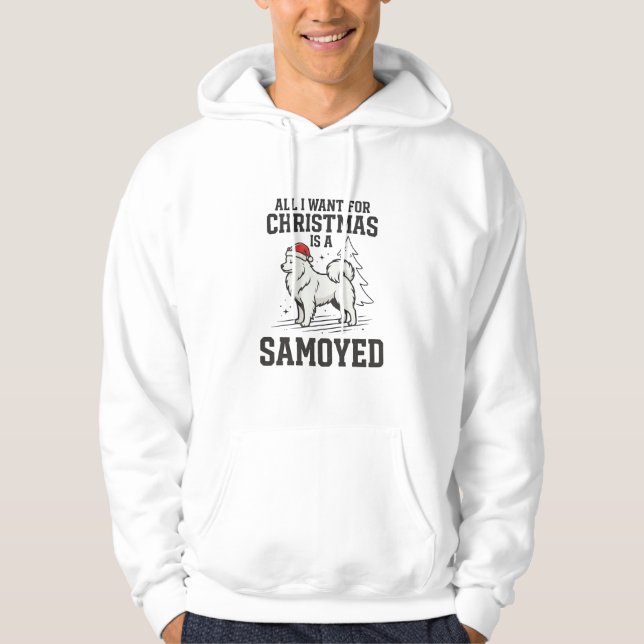 Moletom Tudo o que Quero para o Natal Cachorro Samoyed (Frente)