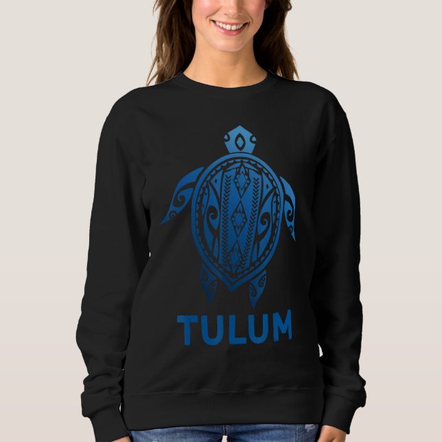 Moletom Tulum Mexico Tribal Tattoo Blue Sea Turtle Souveni (Frente)