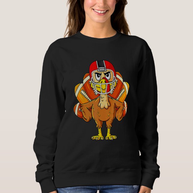 Moletom Turkey Football Player  Thanksgiving Boys Girls Ki (Frente)