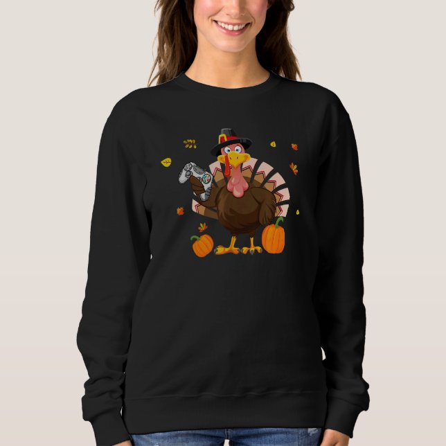 Moletom Turkey Gamer Pumpkin Thanksgiving Boys Girls Gamin (Frente)