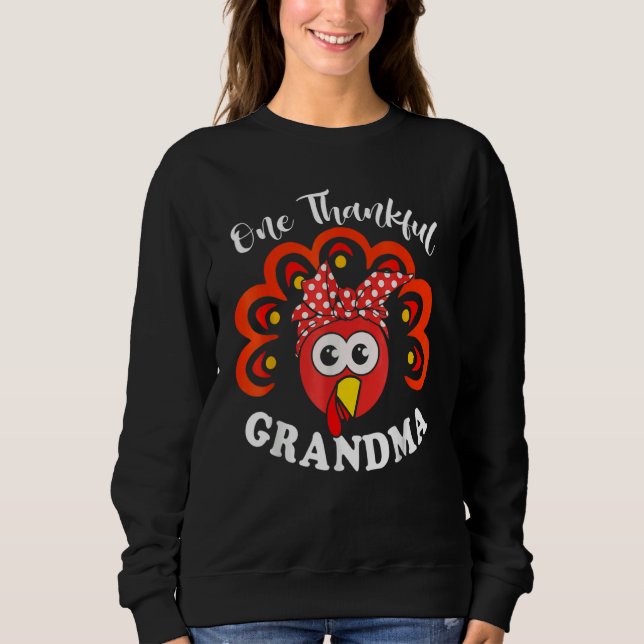 Moletom Turkey One Thankful Grandma Fall Autumn Thanksgivi (Frente)