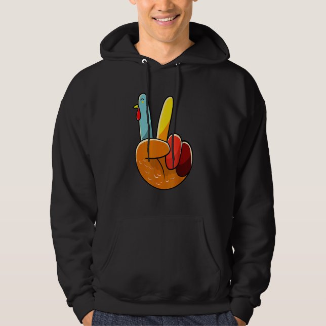 Moletom Turkey Peace Hand Sign Thanksgiving Thankful Women (Frente)
