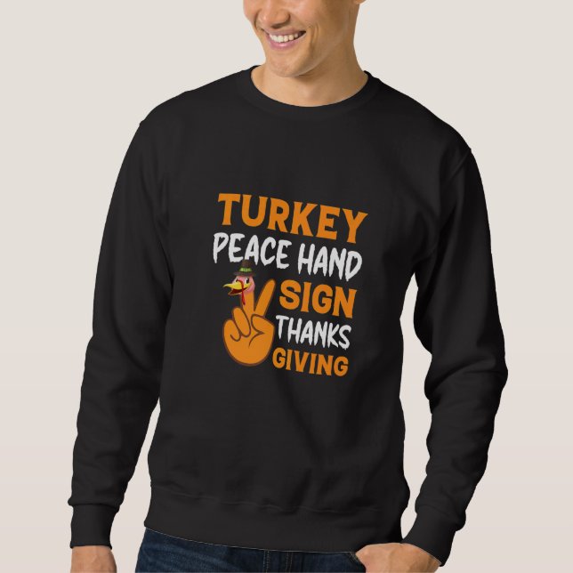 Moletom Turkey Peace Hand Sign Thanksgiving  Thanksgiving  (Frente)